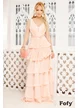 Rochie lunga de ocazie roz pudrat