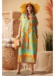 Rochie lunga de vara decoltata din vascoza racoroasa imprimeu boho 