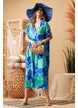 Rochie lunga de vara decoltata din vascoza racoroasa imprimeu tonic