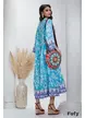 Rochie lunga de vara din vascoza racoroasa imprimeu aqua cu albastru Grecia