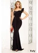 Rochie lungă neagra de ocazie tip sirena cu aplicatie pretioasa de strasuri pe piept