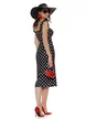 Rochie midi de vara din lycra satinata neagra cu buline si cupe buretate