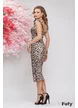 Rochie midi decoltata cu cupe buretate animal print si crapatura pe picior