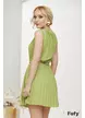 Rochie plisata verde lime din vascoza cu lurex cu pantaloni scurti si curelusa aurie
