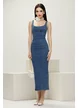 Rochie premium de blug tip sarafan cu bretele mulata midi 