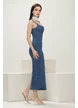 Rochie premium de blug tip sarafan cu bretele mulata midi 