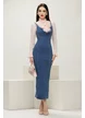 Rochie premium de blug tip sarafan cu bretele mulata midi 