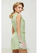 Rochie premium eleganta stil sarafan din tweed lime cu nasturi bijuterie din perle