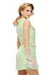 Rochie premium eleganta stil sarafan din tweed lime cu nasturi bijuterie din perle