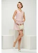 Rochie premium eleganta stil sarafan din tweed roz cu naturi bijuterie din perle