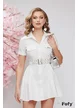 Rochie premium stil camasa alba casual cu doua curele