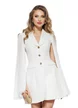 Rochie spectaculoasa alba tip sacou cu maneci despicate plisate