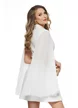 Rochie spectaculoasa alba tip sacou cu maneci despicate plisate