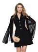 Rochie spectaculoasa neagra tip sacou cu maneci despicate plisate
