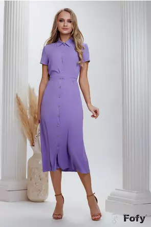 Rochie stil camasa Fofy din triplu-voal violet