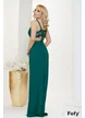 Rochie verde lungă eleganta cu spate gol  si crapatura pe picior