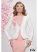 Sacou dama de ocazie alb Fofy cu aplicatie de broderie si perle roz