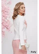 Sacou dama de ocazie alb Fofy cu aplicatie de broderie si perle roz