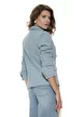 Sacou dama elegant din stofa tweed premium baby blue cu nasturi metalici