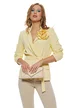 Sacou dama elegant galben cu floare detasabila si cordon
