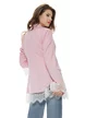 Sacou dama elegant roz oversize conturat cu dantela