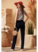 Salopetă Fofy de vara cu pantalon elastic si bust de voal imprimat cu dungi si flori