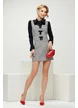 Sarafan elegant Fofy mini din tweed premium cu fundinte in contrast