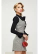 Sarafan elegant Fofy mini din tweed premium cu fundinte in contrast