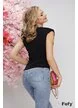 Top dama elegant negru cu umeri buretati si fronseuri laterale
