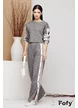 Trening dama din bumbac premium gri cu alb pantaloni cu capse si hanorac