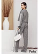 Trening dama din bumbac premium gri cu alb pantaloni cu capse si hanorac