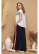 Tricou dama alb din bumbac premium cu aplicatii decorative bleumarin