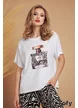 Tricou dama alb din bumbac premium cu imprimeu parfum zebra