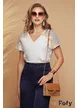 Tricou dama alb premium cu anchior broderie aplicata cu franjuri si dungi