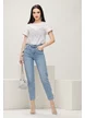 Tricou dama alb premium cu aplicatii de strassuri tip corset