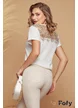 Tricou dama alb premium cu dantela si aplicatii manuale de perle si strassuri