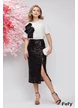 Tricou dama alb premium cu floare neagra maxi plisata