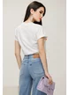 Tricou dama alb premium cu inimioare colorate si strasuri