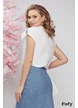 Tricou dama alb premium cu volan pe umar si insertie de blug cu paiete fine