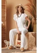 Tricou dama alb premium din bumbac cu volane din dantela brodata