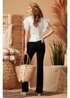 Tricou dama alb premium din bumbac cu volane din dantela brodata