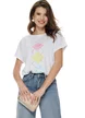 Tricou dama alb premium imprimeu argyle fashion trend 2026 pastel
