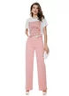 Tricou dama alb premium imprimeu paisley roz cu pelicula metalica