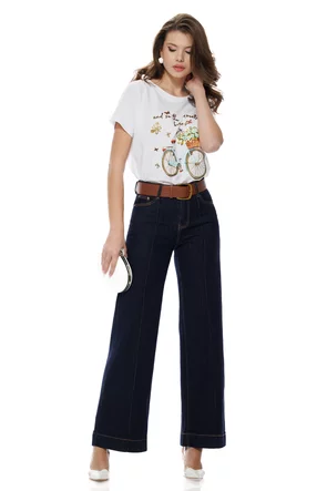 Tricou dama alb premium imprimeu retro bicicleta cos cu flori