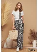 Tricou dama boho-chic din bumbac cu aplicatie lucrata manual si nod in talie