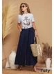 Tricou dama din bumbac premium cu imprimeu ancora cu pelicula aurie