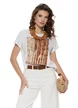 Tricou dama din bumbac premium pelicula aurie girafe stilizate safari summer 2026