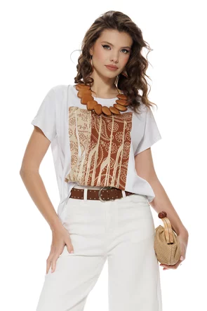 Tricou dama din bumbac premium pelicula aurie girafe stilizate safari summer 2026