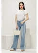 Tricou dama premium alb din bumbac cu fundite din perlute