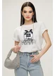Tricou dama premium alb din bumbac parfum stilizat